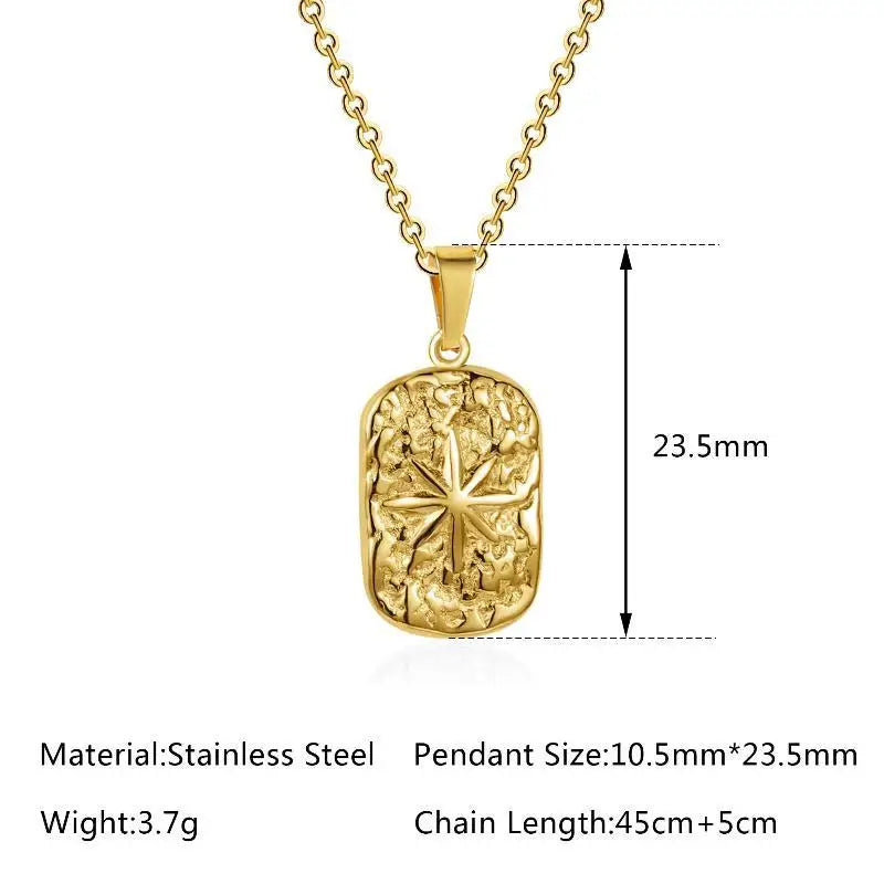Unique Eight-pointed Star Compass Pendant Necklace for Men High Quality Stainless Steel Jewelry Christmas Gift Qme
