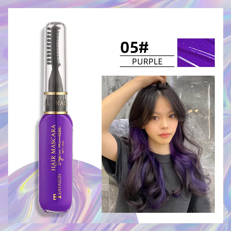 Disposable Hair Colour Dye Temporary Hair Dye Mascara Dual Purpose Washable Hair Coloring Cream DIY Dying Hairstyle Supplies Qme 5