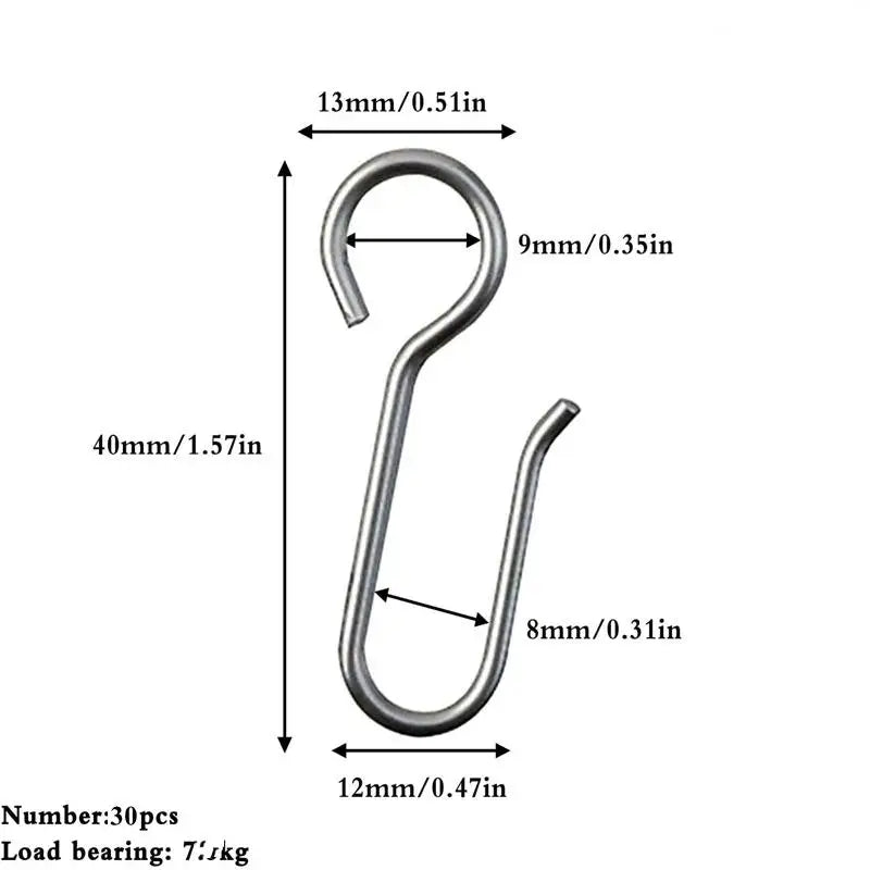 30Pcs Handy Curtain Accessories Metal Curtain Track Install Hooks S Shaped Metal Ceiling Shower Curtain Decoration Hooks. Qme 30pcs