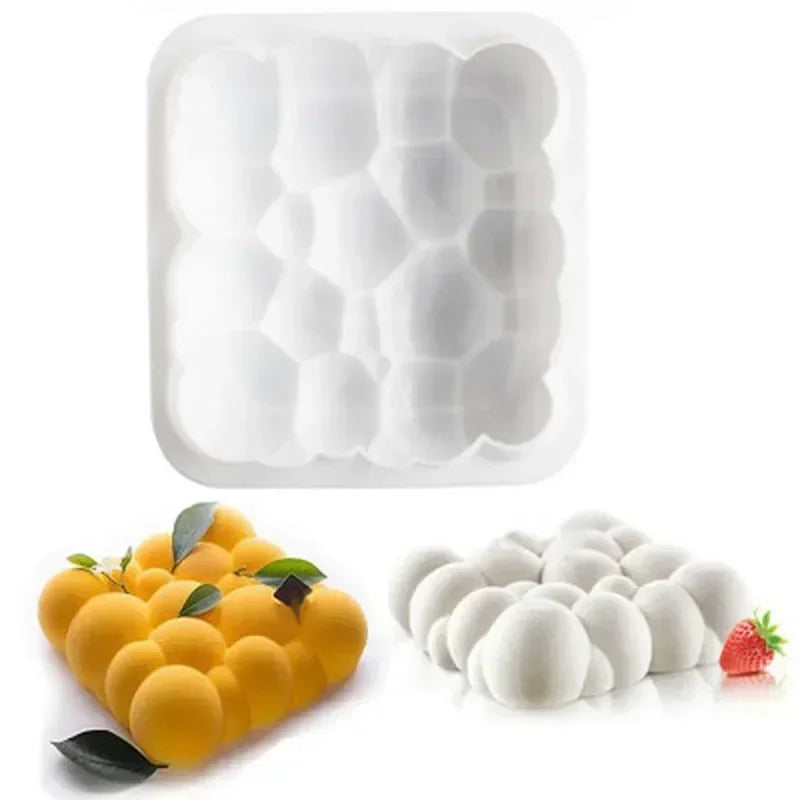 3D Square Cloud Shaped Silicone Cake Mold White Mousse Baking Dessert Qme