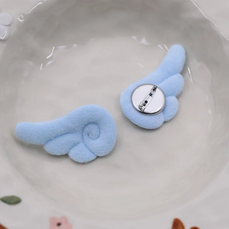 1 Pair Angel Wings Brooch Japanese Sweet Y2K Plush Bag Hat Clothes Qme