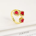 New Design Heart Shape Crystal Zirconia Romantic Open End Ring For Women Lovers Wedding Party Finger Jewelry Accessories Gifts Qme Red resizable