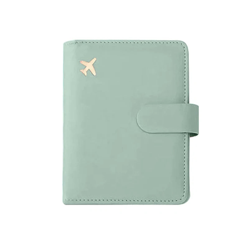 Multifunctional Passport Storage Bag Wallet Multi-layer Card Leather Protective Cover Portable Document Passport Storage Clip Qme Light Green