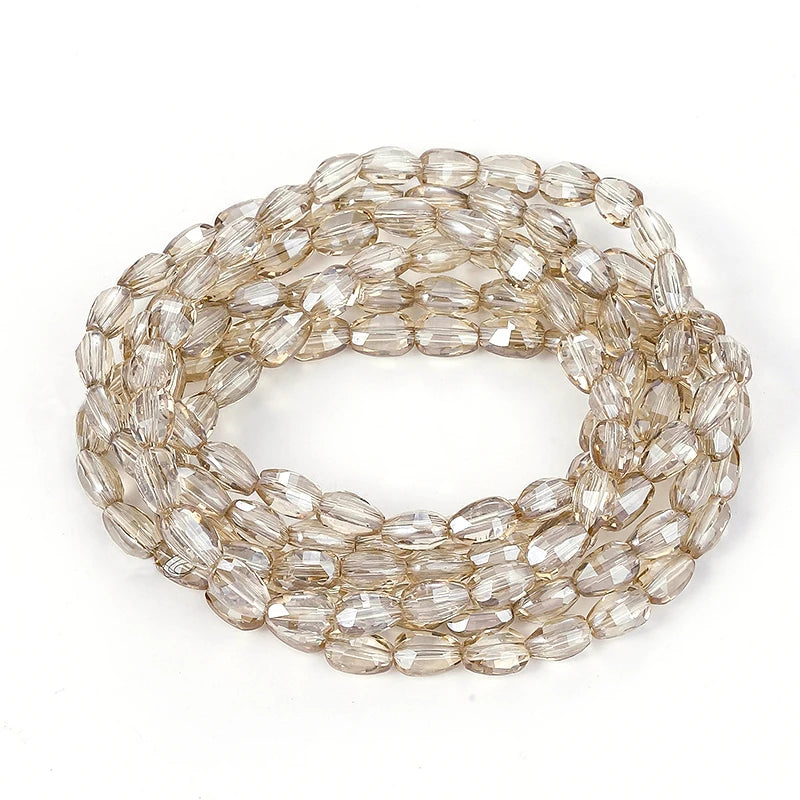 10 Colors 6x8mm Faceted Glass Beads Loose Craft Spacer Beads for DIY Jewelry Bracelet Necklace Earring Keychain Making Crafts Qme Color 7 6x8mm-70pcs