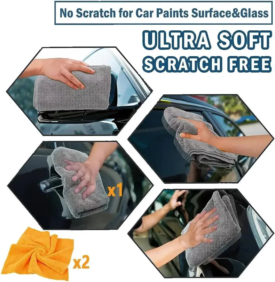 Car Wash Detailing Kit Cleaning Kits with Bag Collapsible Bucket Wash Mitt Sponge Towels Tire Brush Window Scraper Qme