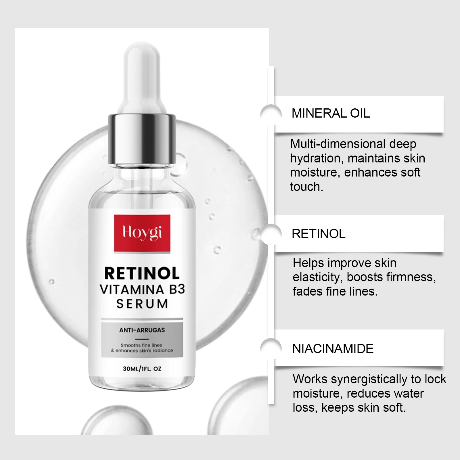Retinol Essence Anti-Aging Serum Reduces Fine Lines Wrinkle Lifting Firming Brightening Hydrating Facial Serum Skin Care Qme
