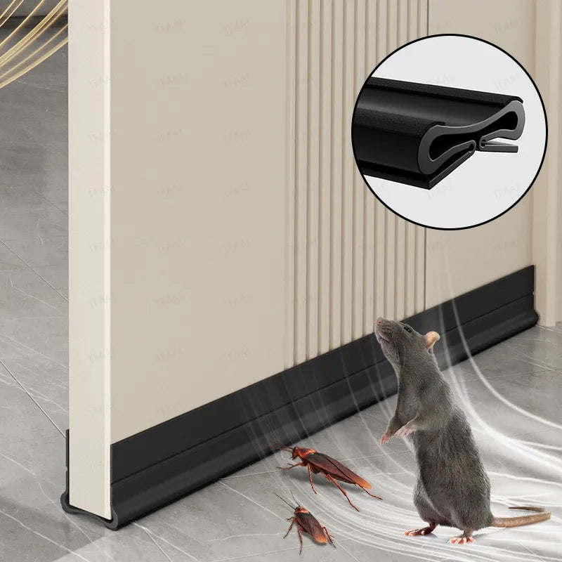 93cm Self-adhesive Door Bottom Sealing Strip PVC Flexible Door Gap Wind and Dust Proof Weather Strip with Soundproofing Felt Qme