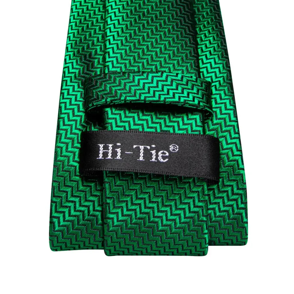 Hi-tie Men Fashion Solid Green Blue Necktie Handkerchief Cufflinks Qme
