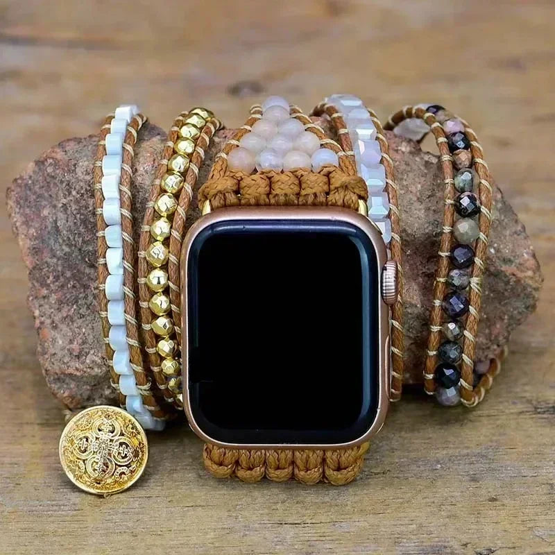 Bohemia Strap for Apple Watch Ultra Band 49mm 44mm 45mm 41mm 42mm 38 Handmade Natural Beads Bracelet Iwatch Series 8 7 6 Se 5 3 Qme