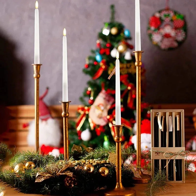 LED Long Candle Flameless Pointed Candle Light Battery Powered Candle Light for Birthday Wedding Dinner Party Decoration Qme