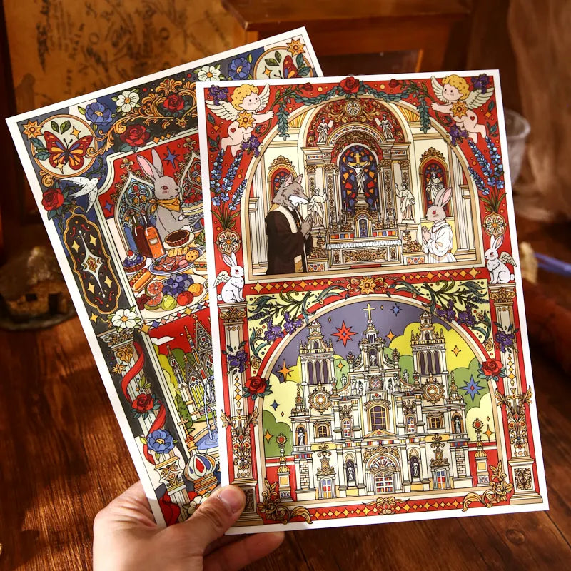 Vintage European Villa Miniature Scenes Great for Journal Scene Building Ideal Gift & Perfect Back-to-School Item Qme