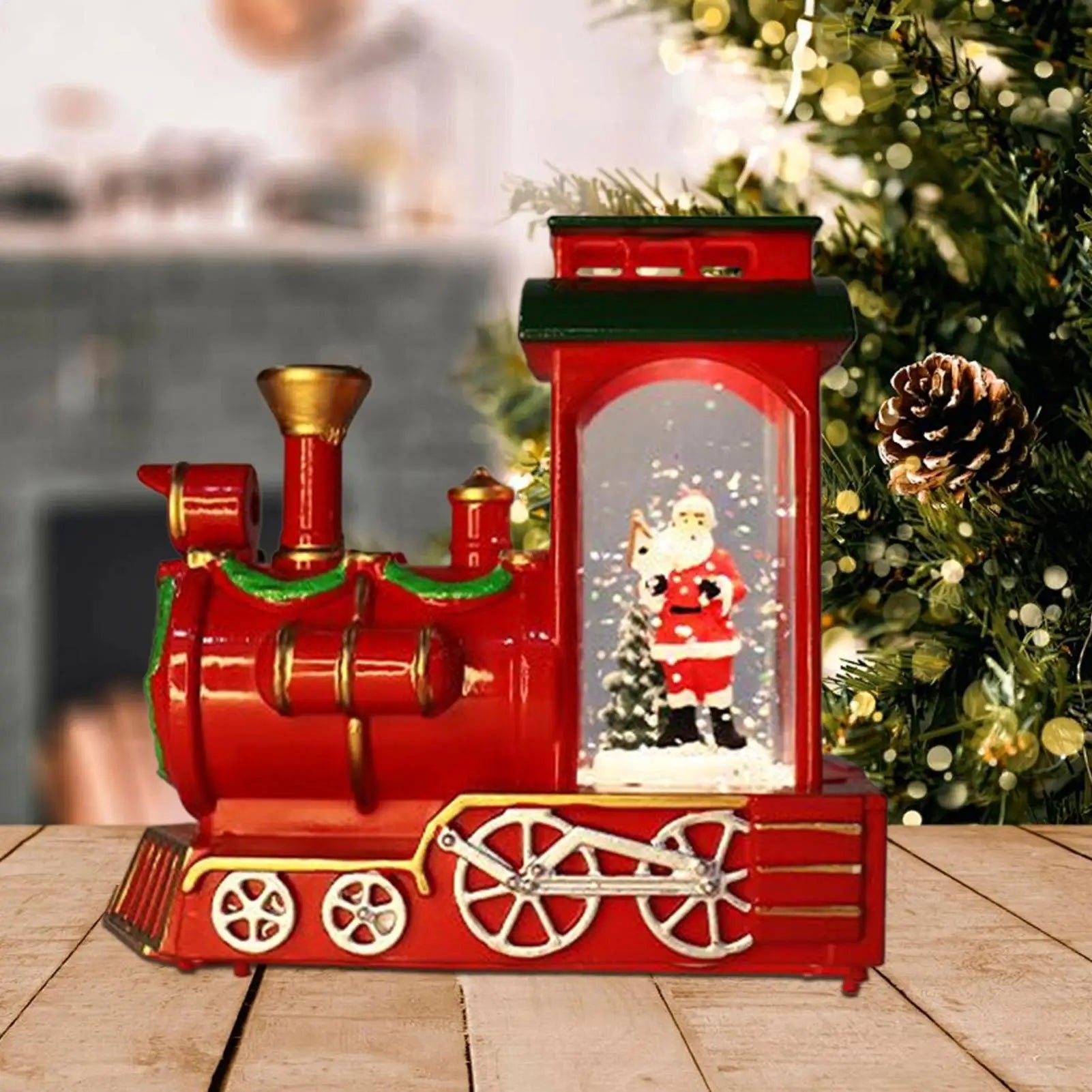 Christmas Snow Globe Lantern Vintage Train Lights Decorative Lanterns Qme