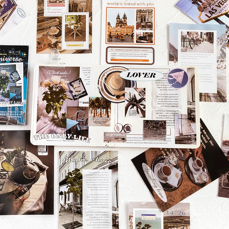 60 sheets INS Landscape Scrapbooking Collage Junk Journal School Stationery Supplies Aesthetic Decorate Planner Background Paper Qme
