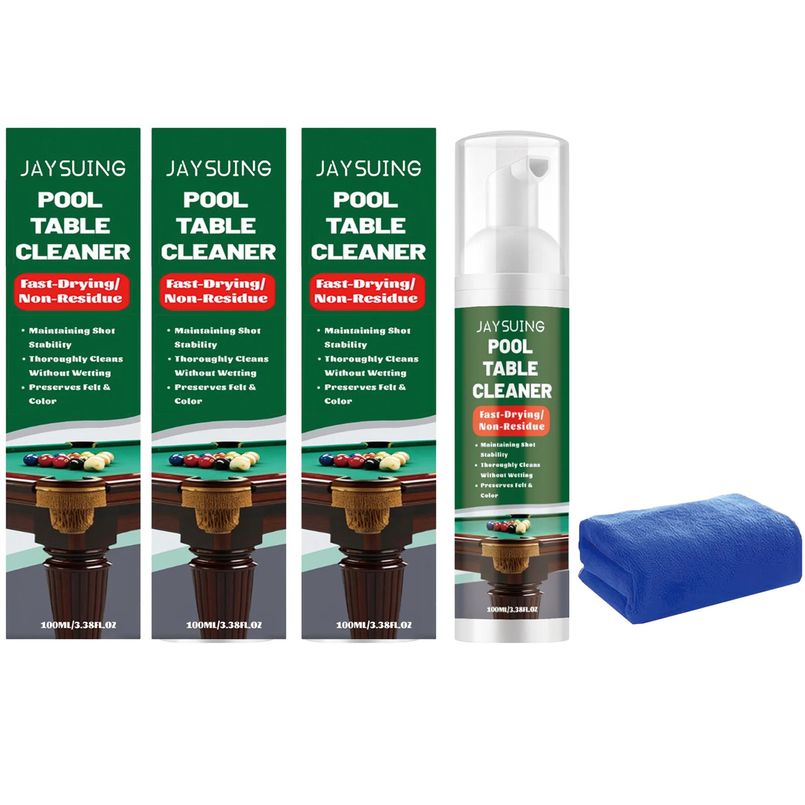 Pool Table Cleaner Removing Stubborn Stains Keep Table Smoothing Improve Ball Speed Fast-Drying Non-residue Felt Cleaning Spray Qme 3 x 100ML Boxed