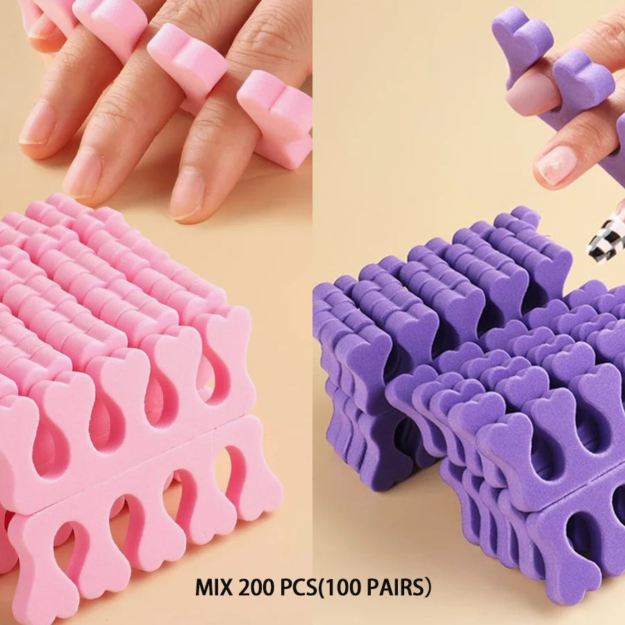100 Nail Art Toe Separators Fingers Foots Sponge Soft UV Gel Polish Qme 01 200 PCS