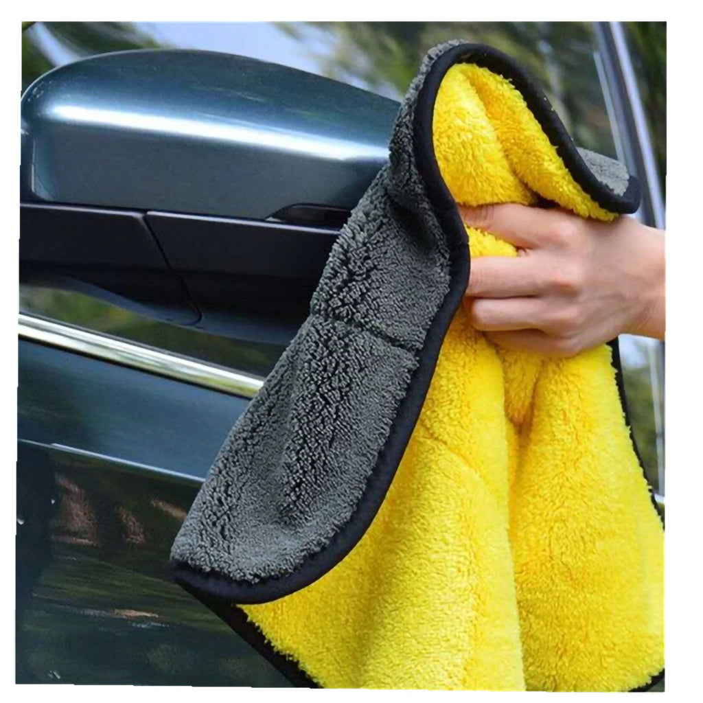 Car Towel Grayish Yellow Double Sided Car Washing Towel Water Absorption Cleaning Cloth Professional Thicken Drying Towel Qme 30x60