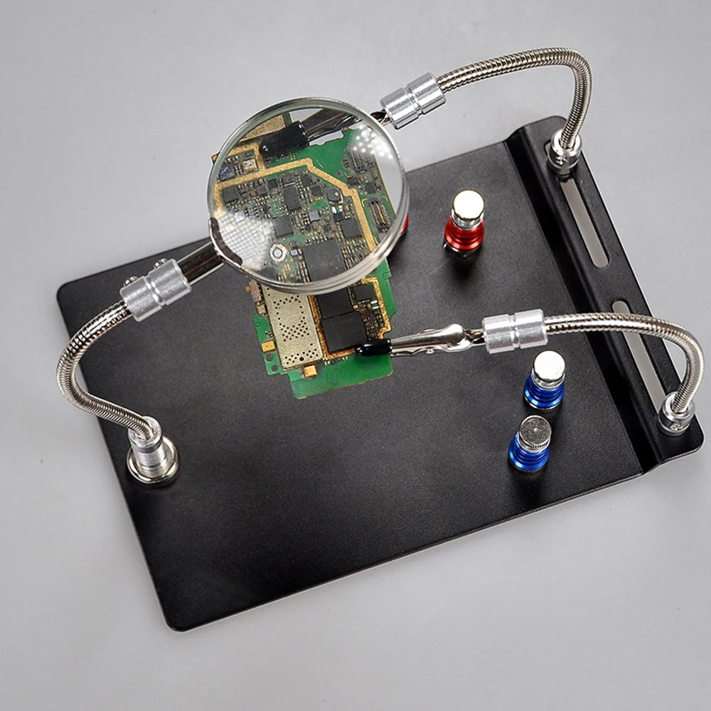 Soldering Magnifier PCB Holder Flexible Metal Arms Helping Hands Qme
