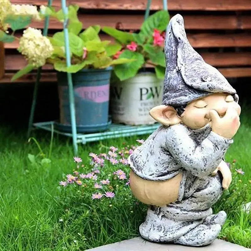 Outdoor Naughty Dwarf Resin Statue Lawn Decoration Sculpture Balcony Qme