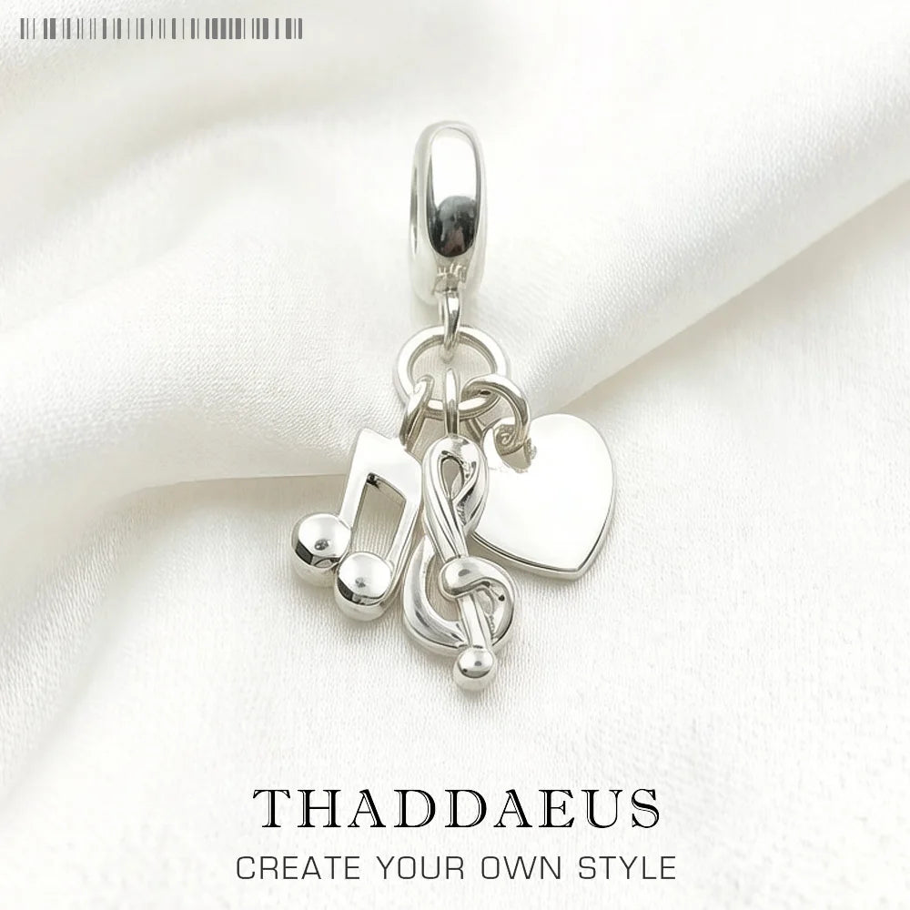 Minimalist Simple Fashion Heart Shaped Musical Note Pendant Charm Love Music Jewelry Pure 925 Sterling Silver Special Gift Qme