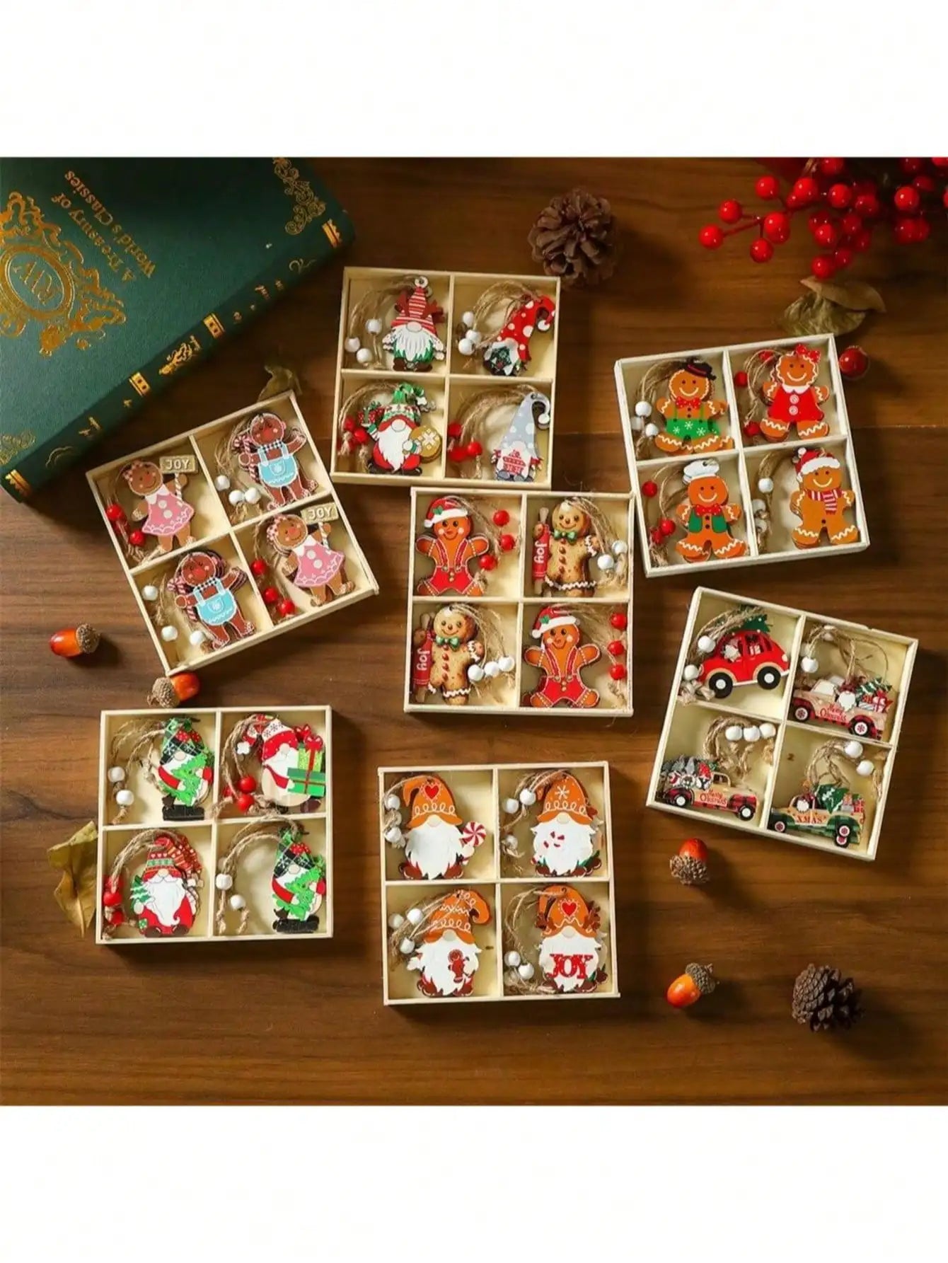 Faceless Old Man Christmas Wooden Pendant Box Tree Small Qme