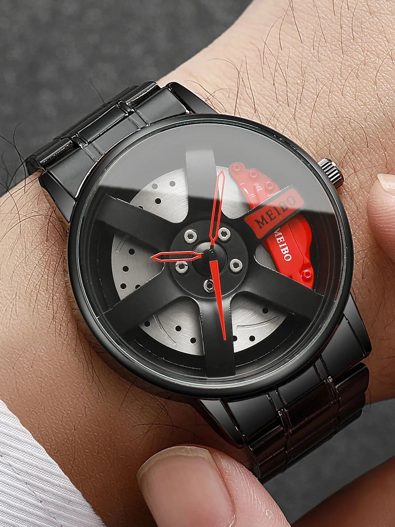 4-piece set of non mechanical wheels, trendy fully automatic quartz movement, men's watch, fashionable men's watch set Qme