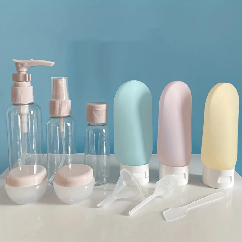 11Pcs refillable travel bottle set for toiletries, leak-proof travel size containers - travel accessories for easy packaging Qme