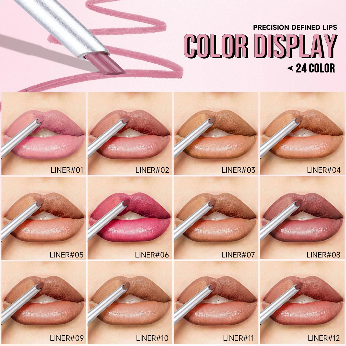 24-Color Matte Lip Liner Long-lasting Natural Effect Pencil All Skin Qme