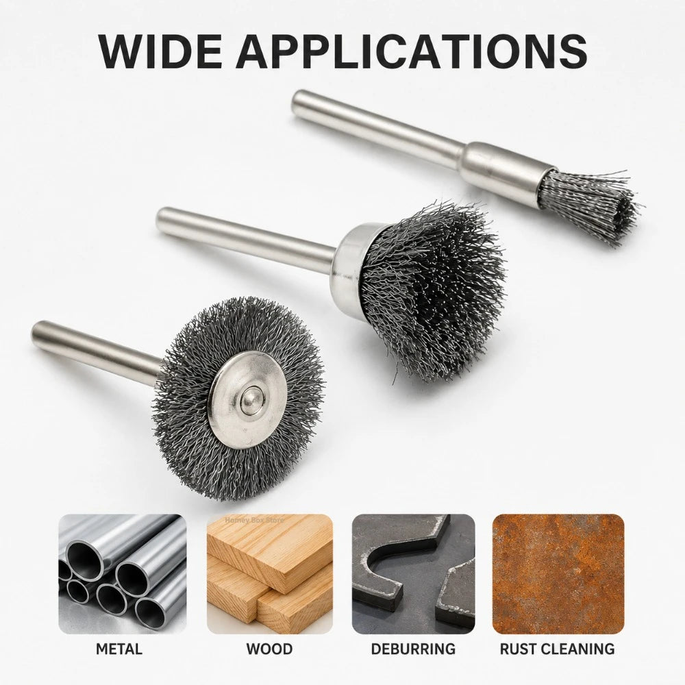Mini Steel Wire Polishing Wheel 3/5Pcs Drill Rotary Cleaning Disc Metal Rust Remover Accessory For Household DIY Derusting Work Qme