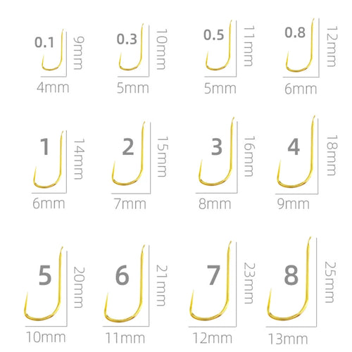 100 Shinkanto Barbless Multi-type Multi-size Goldfish Hooks Long Qme