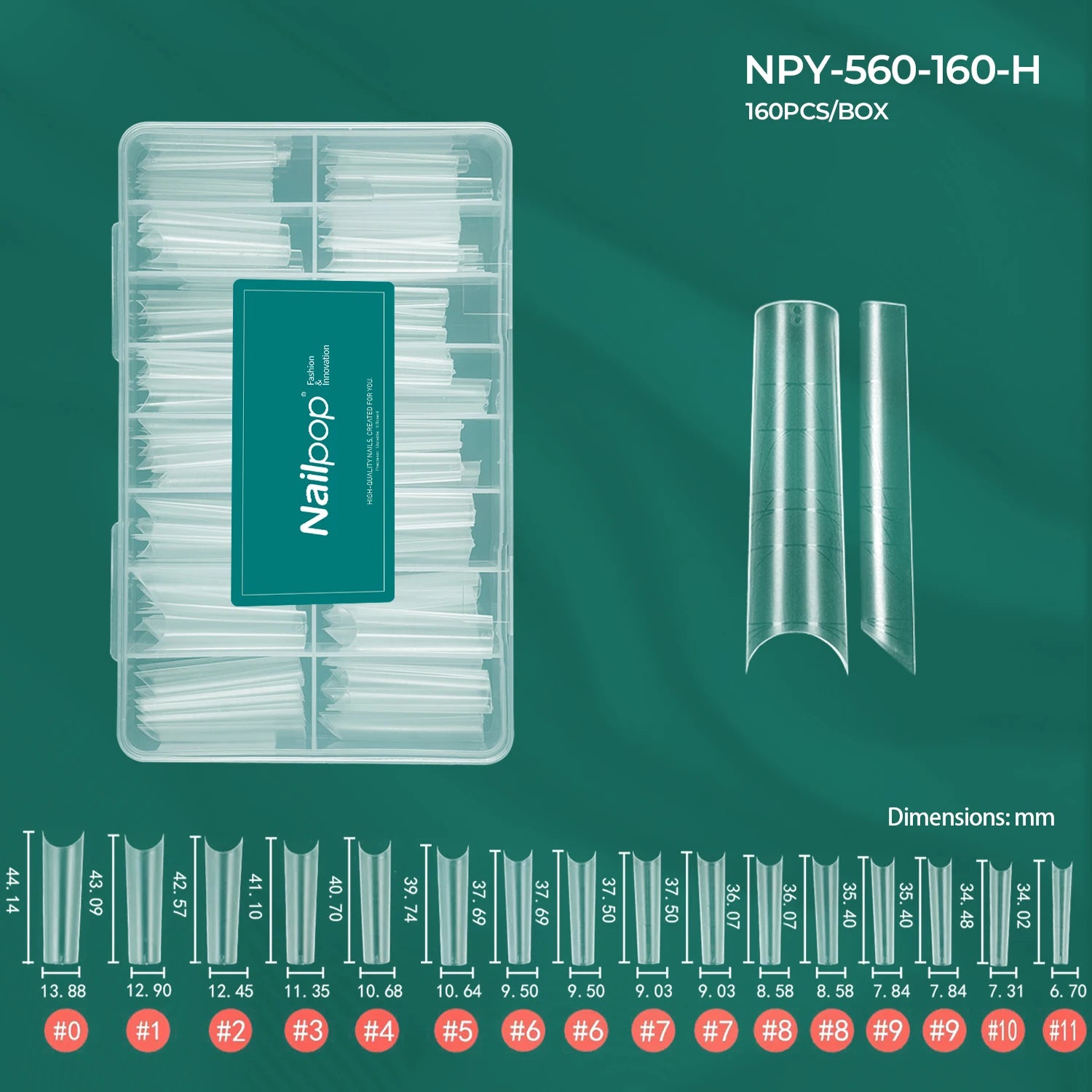 Nailpop Guidelines Matte Half Tips PMMA Nail Extensions Professional Qme NPY-SQ560-160-H
