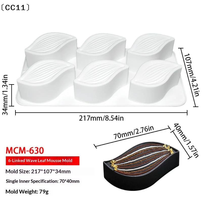 6 Holes Leaves Mousse Mold DIY Jelly Pudding Pastry Chocolate Qme