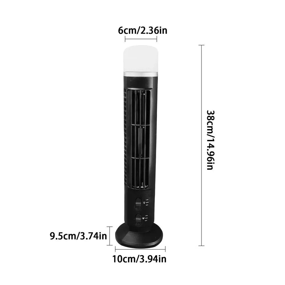 Tower Fan for Bedroom 2-Speed Quiet USB/Battery with Nightlight Portable High Velocity Tower Fan for Bedside Living Room Kitchen Qme Black