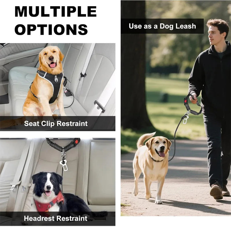 Car dog car seat belt, 2-in-1 heavy-duty pet wire seat belt, suitable for medium and large dogs Qme