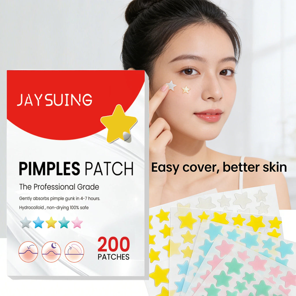 Color Star Pimple Patches Invisible Hydrocolloid for Face Acne Dots Absorbing Exudates Waterproof Concealer Acne Patches 200PCS Qme