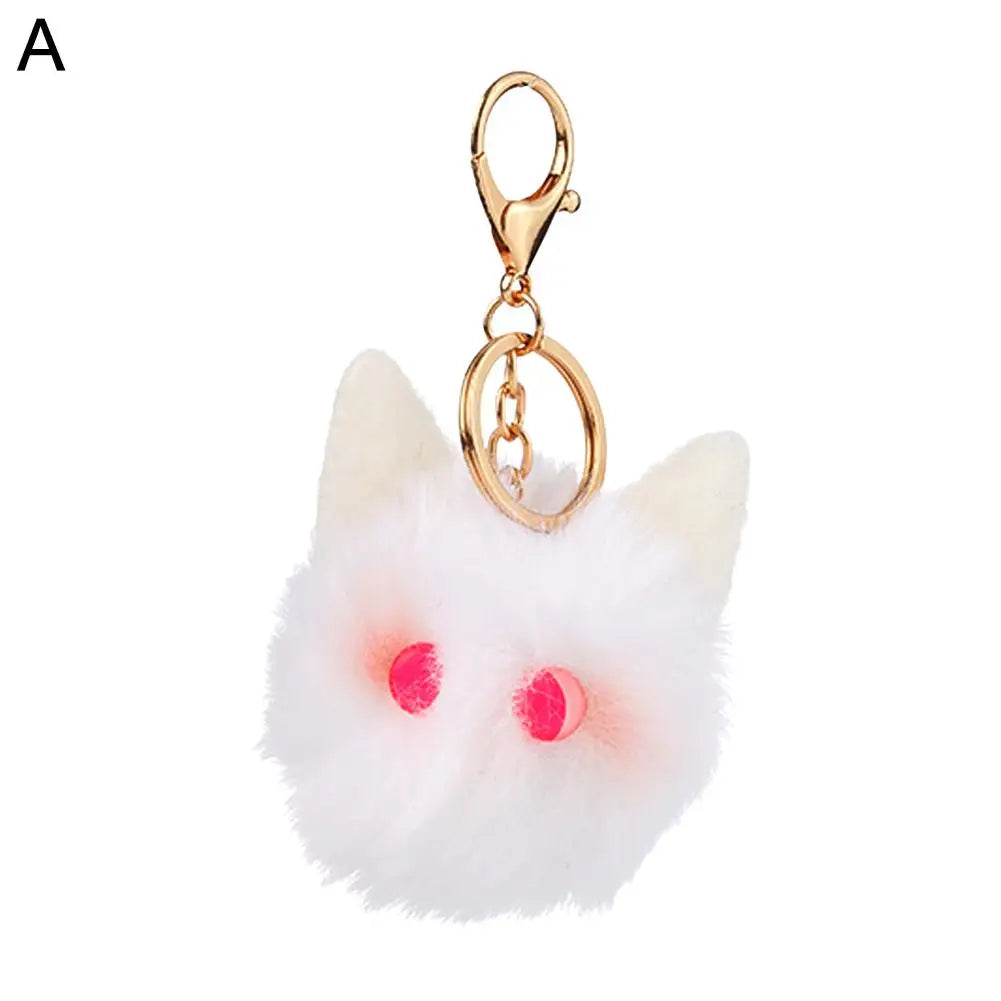 Black /White Plush Cat Keychain Kawaii Kitten Cartoon Keyring Ladies Girls Bag Pendant Hairball Keychain School Bag Key Chains Qme A