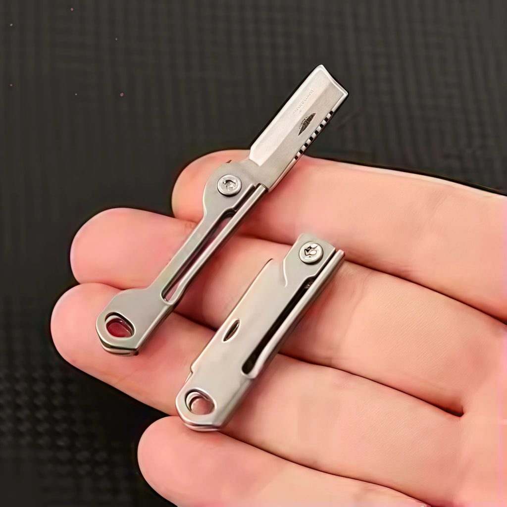 1Pc Stainless Steel Mini Folding Knife - Multi-Function Pocket Tool Keychain for Outdoor Camping & EDC Qme