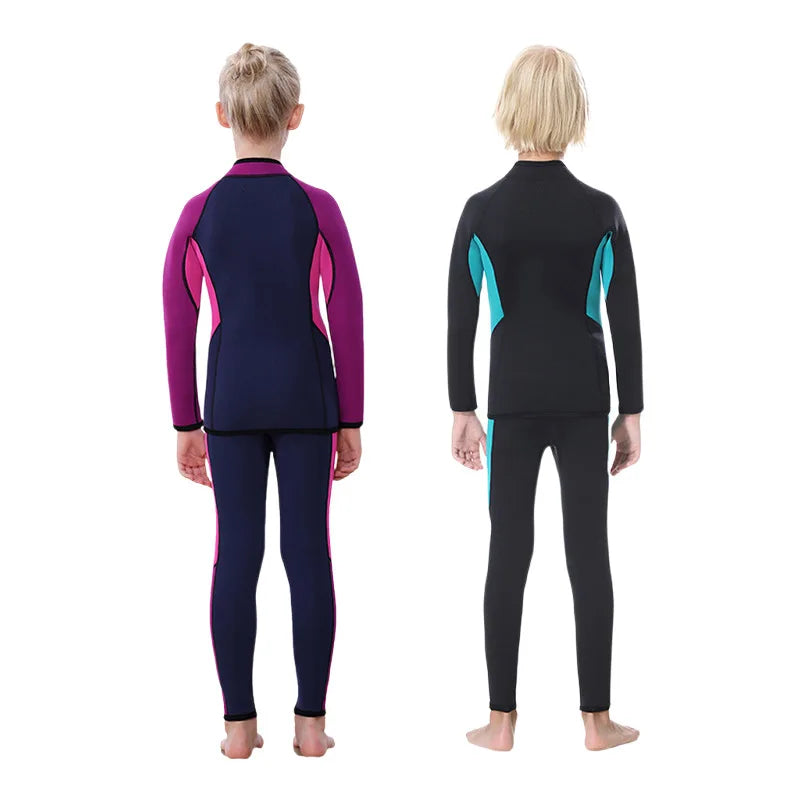 Children's Wetsuit Two-Piece Swimsuit Long Sleeve Surfing Snorkeling Diving Suit Boys Girls Thermal Protection Outdoor Gear Qme