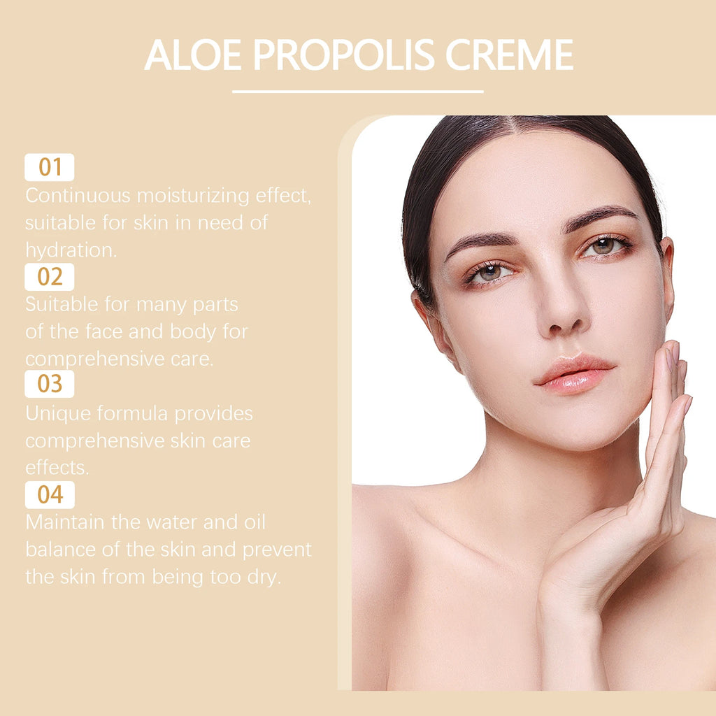 Aloe Propolis Moisturizing Cream Soothing Repairs Nourishing Wrinkles Remover Rejuvenating Brightening Face & Body Cream Qme