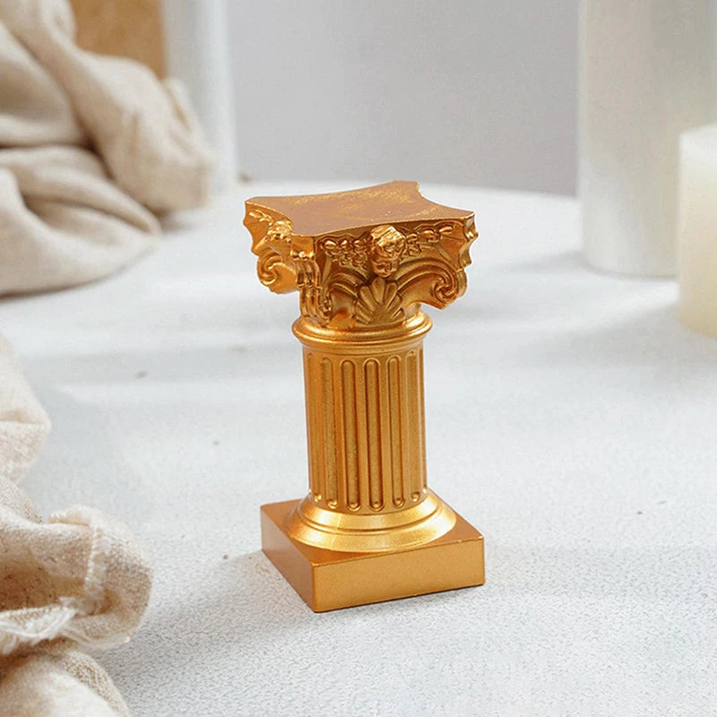 Roman Pillar Greek Column Statue Pedestal Candlestick Stand Figurine Qme Gold