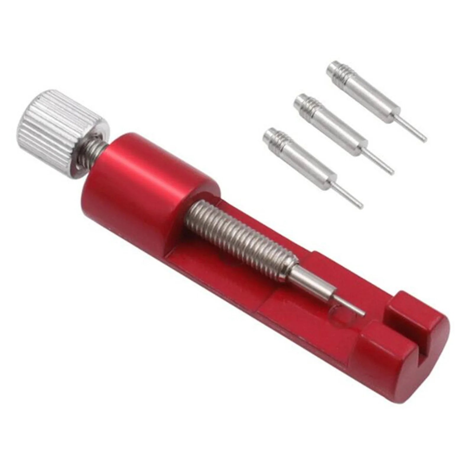 Watch Adjustment Tool Kit Professional Metal Easy To Use Resizing Watch Link Removal Kit with Spare Needle for Watchmaker Qme Red