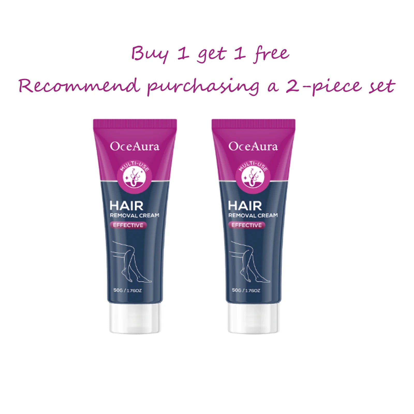 OceAura Effective Hair Removal Cream Gentle Low-Irritation Quick Cleasing Dalicate Touch Hydration Smooth Body Depilatory Cream Qme 50gx2