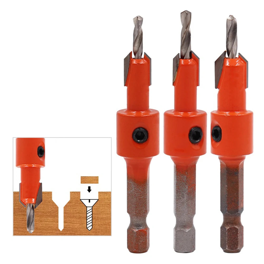 1 4 Woodworking Hex Shank Drills Bit Countersink Router Wood Drilling Qme