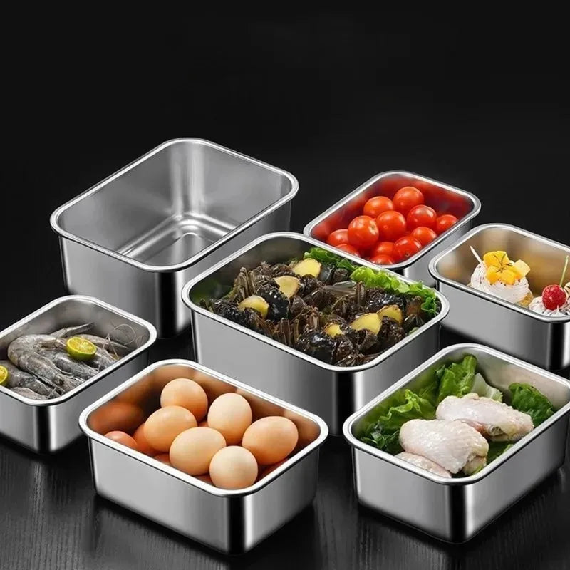 Stainless Steel Food Preservation Storage Containers Airtight Lids for Kitchen Bento Box Meal Prep Metal Heated Lunch Box Qme