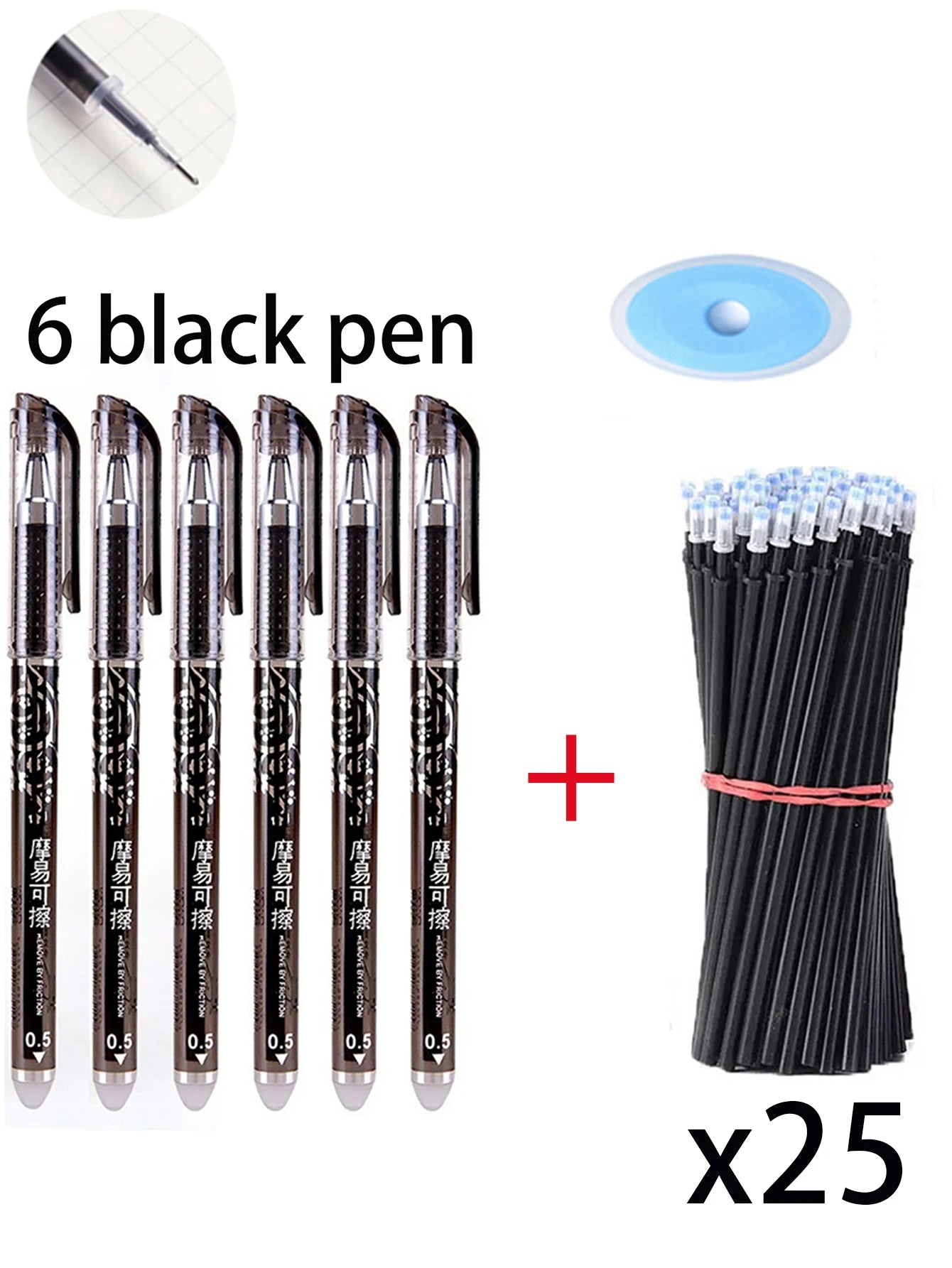 Erasable Gel Pens Refills Set 0.5 Mm Fine Point Blue/black Kawaii Ballpoint Pen for Writing Stationery Office School Supplies Qme 32 pcs black needle