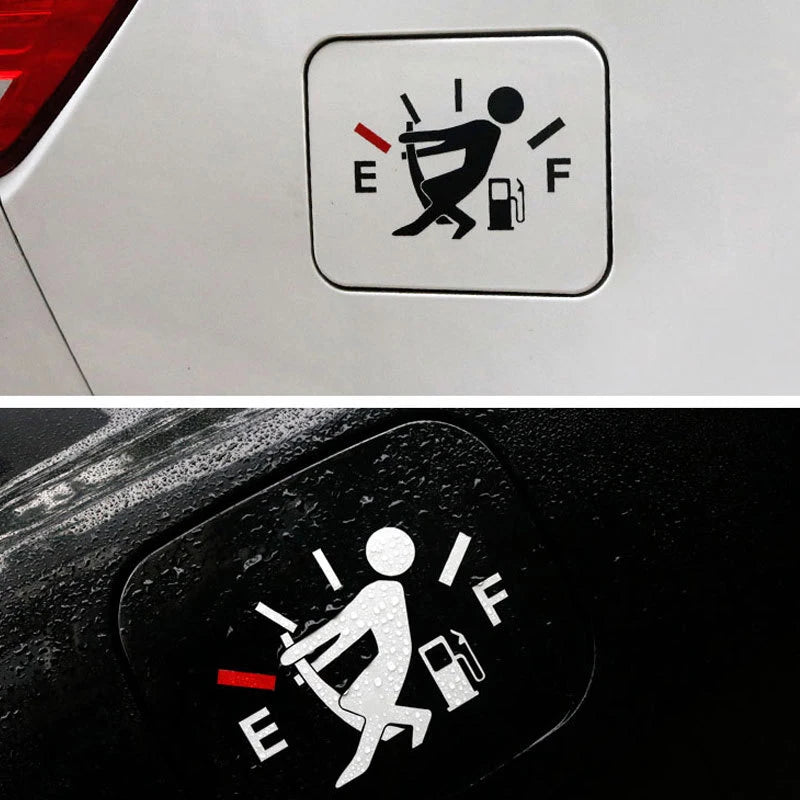 Funny Car Sticker Fuel Consumption Humor Waterproof Empty Gauge Decal Qme