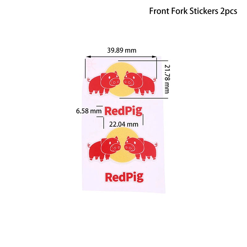 Bike Head Tube Funny Stickers Red Pig Decorative Decals Handlebar Qme D