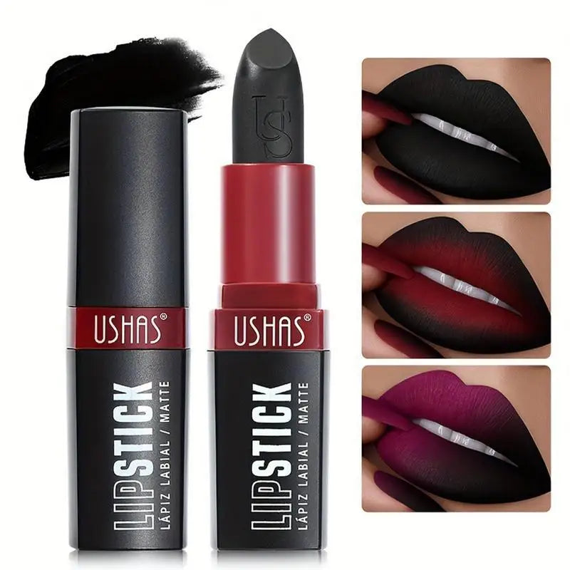 Matte Vampire Black Lipstick Lip Stick Impact Highly Pigmented Velvet Qme