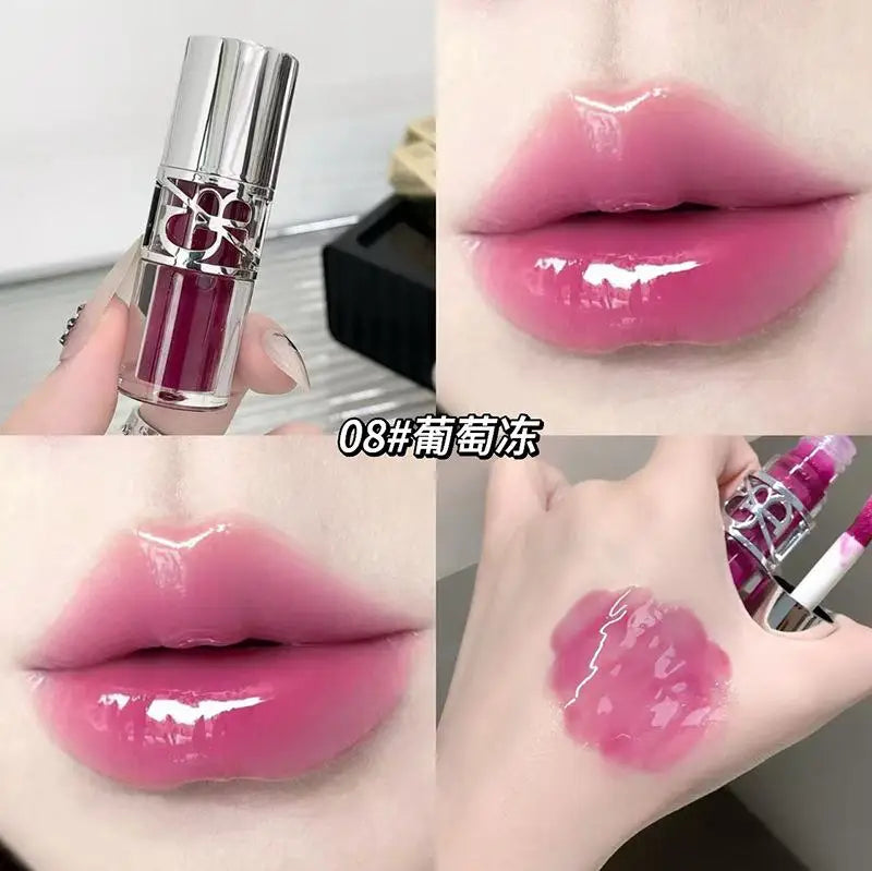 Clear Glass Gray Coffee Shine Lip Gloss Mirror Watery Moisturize Plumper Long Lasting Lip Tint Juicy Lip Oil Gloss Stain Makeup Qme 08