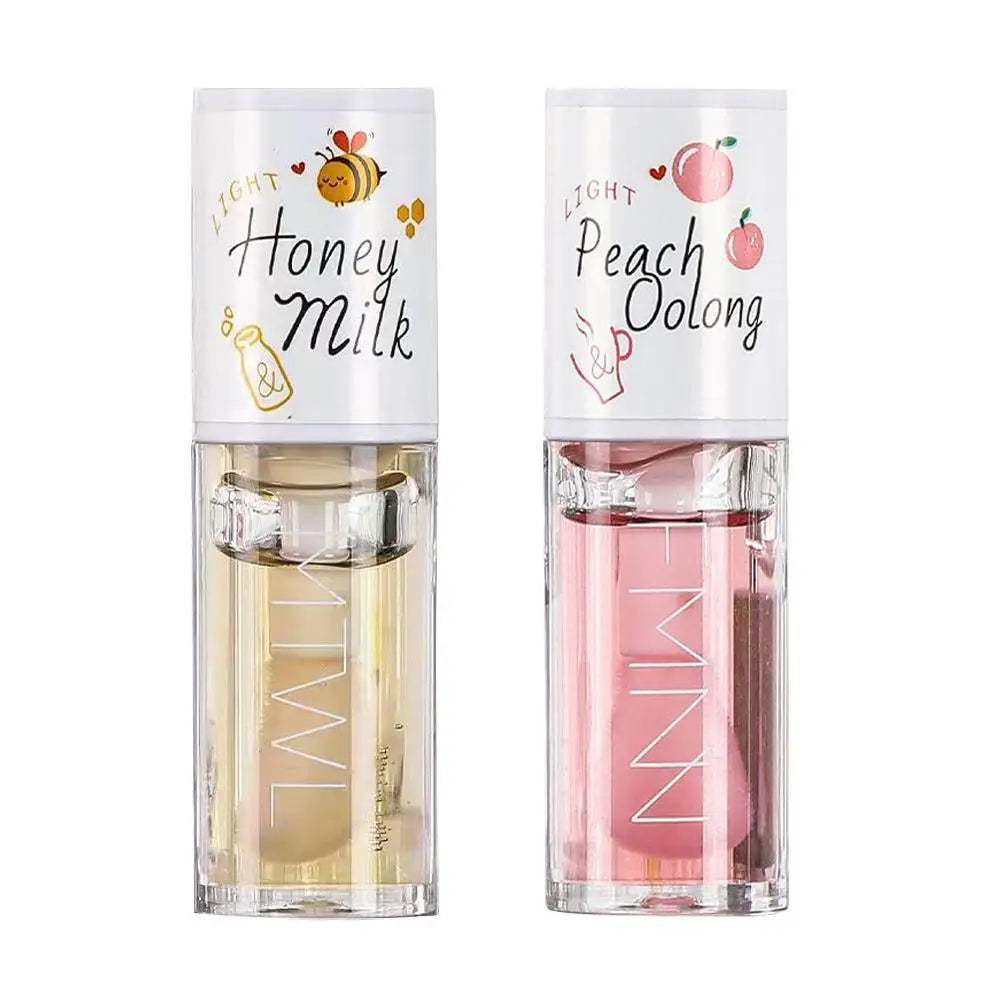 Korean Kawaii Lip Gloss Honey Peach Oil Long Lasting Non-sticky Qme