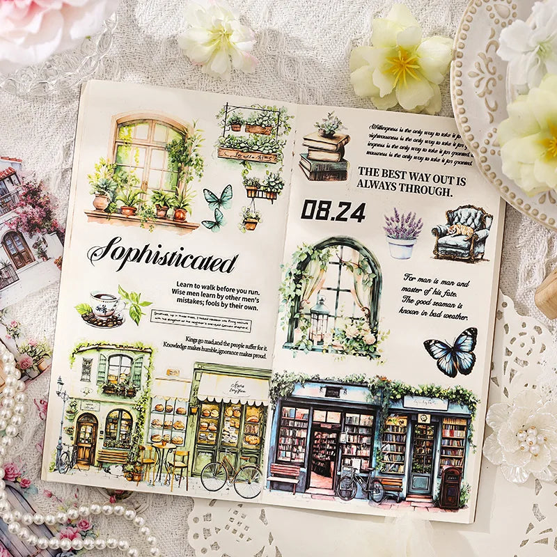 TIANZI 20/80pcs Die Cut Landscape Stickers Book for Scrapbooking Journaling DIY Crafts Planners Art Supplies Qme